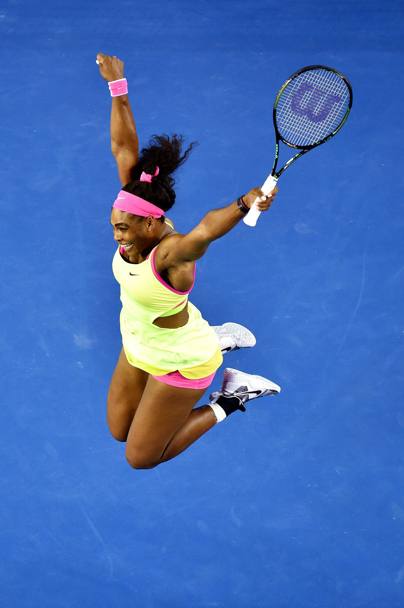 Primo salto di gioia anche per Serena Williams, che in Australia inizia una striscia vincete pazzesca. Solo Roberta Vinci le roviner il 2015. Epa